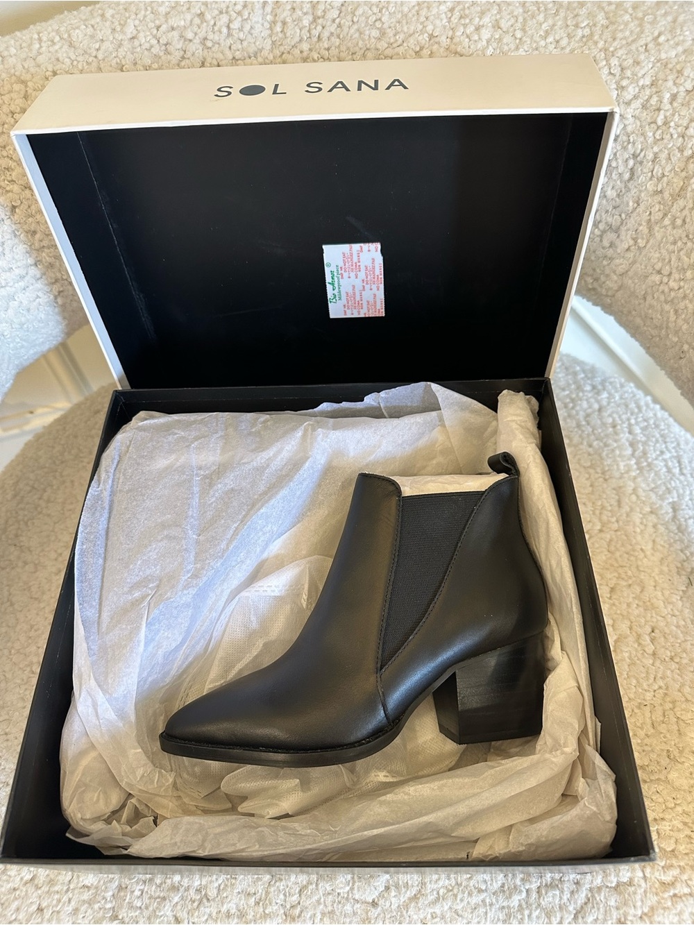 Sol Sana Black Leather Pointed Ankle Booties